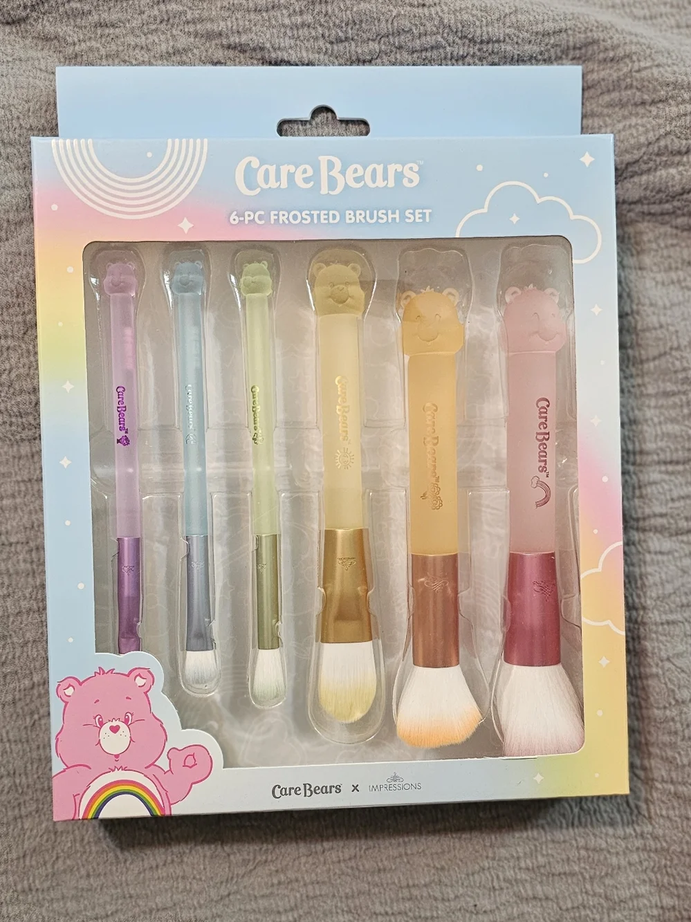 Care Bears 6-Piece Frosted Brush Set - Purple, Blue, Green, Yellow, Orange, Pink